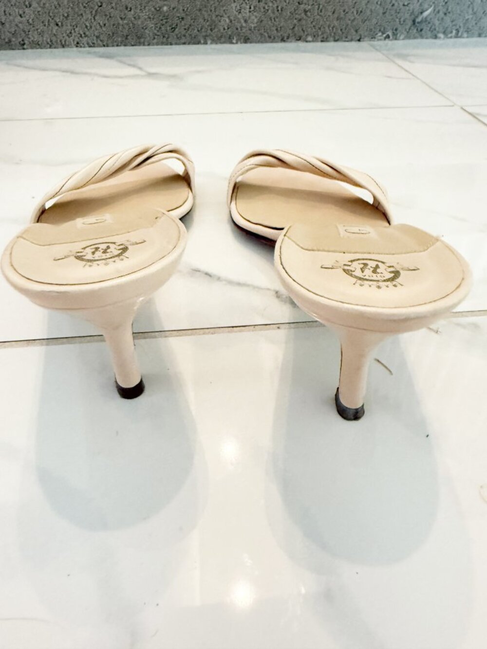 GINA Twist Leather in Bone Slide Heel Sandal 6 - Picture 5 of 10